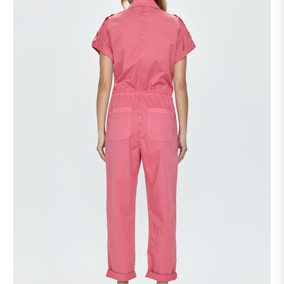 Pistola Jordan short sleeve zip front jumpsuit- pink punch - Picture 2 of 5